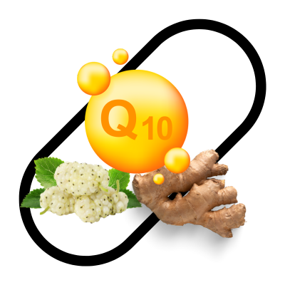 съставки - джинджифил, цариче и коензим Q10